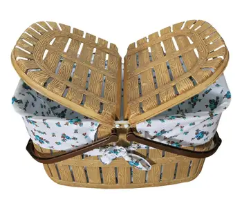 

Bahat Wicker Looking Italian Tumbled Nostalgic Picnic Basket Plastic