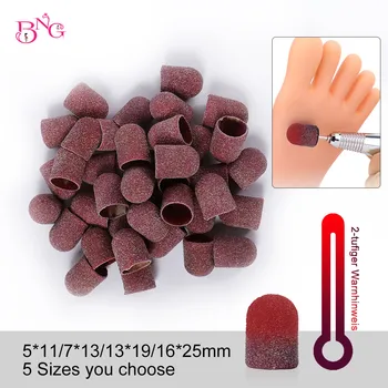 

BNG 50pcsGrit 80 Nail Temperature Change Sanding Cap Sanding Block Caps With Mandrel For Pedicure Electric Nail Drill Foot Care