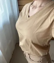 Summer T-Shirt Tees Short-Sleeve Basic Female V-Neck Women Ladies Hirsionsan 100%Cotton