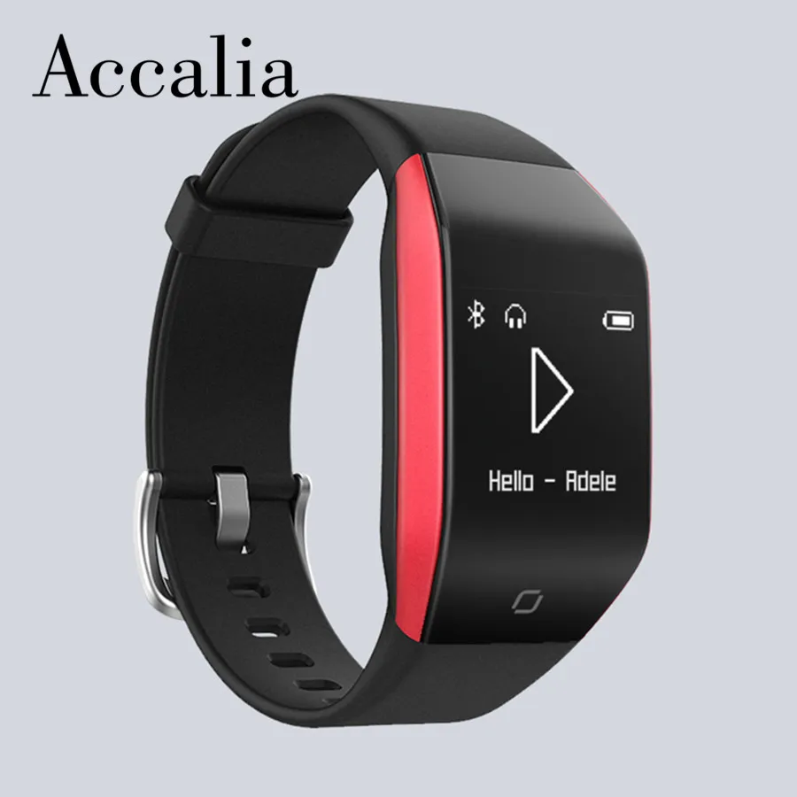 Accalia YD618 умные музыкальные часы USB dick IP68 Водонепроницаемые носимые устройства прослушивание музыки умный Браслет - Цвет: RED