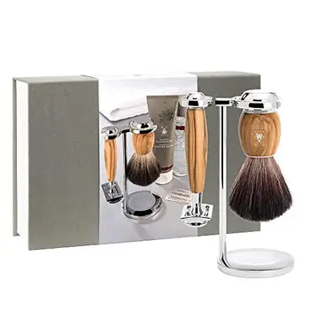 

Set shaving Mühle shaving brush black badger, classic razor & Stand olive wood series live limited edition