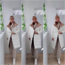 Coat Long-Jacket Double-Sided-Down Winter Women Parkas Snow-Outwear Fitaylor Warm Plus-Size