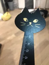 Regla en forma de gato para niños, regla recta de animales de madera, regalo para útiles escolares para niños, papelería, negro y amarillo, 1 ud.