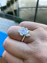 Anillo ajustable de flor de ciruela esmaltada de circón Plata de Ley 925 auténtica, joyería fina elegante para mujer, bisutería de fiesta romántica