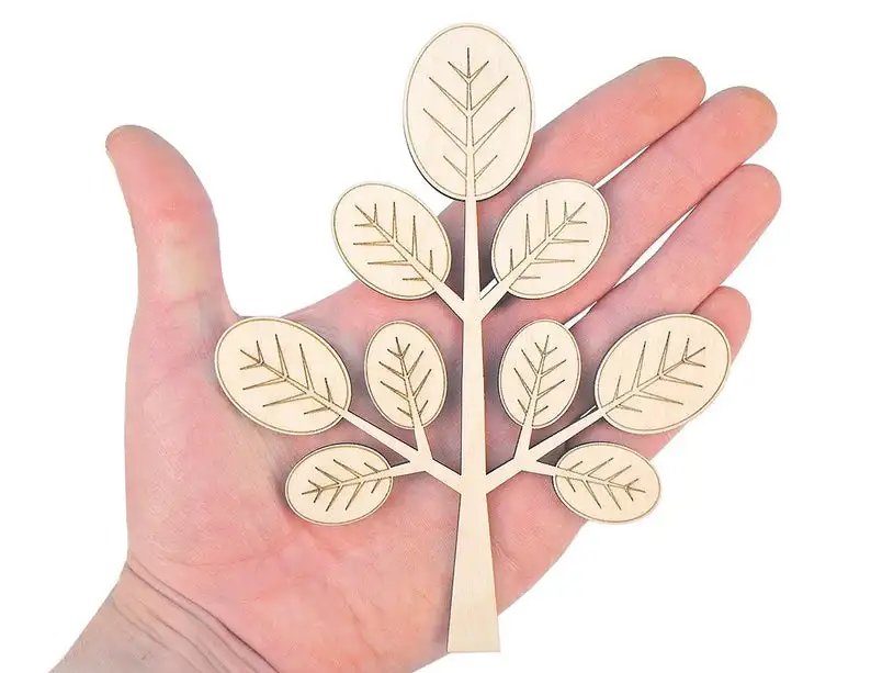 

Wooden Tree (15cm) With Leaves Twig Shapes Art Projects Craft Decoration Gift Decoupage Ornament 0387