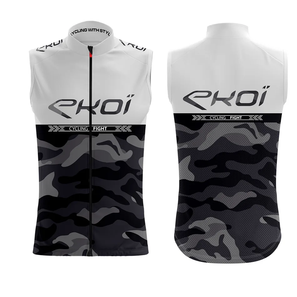 

EKOI men riding gilet Bicycle windproof vest white sleeveless quick-drying cycling team custom vest roupa ciclismo maillot