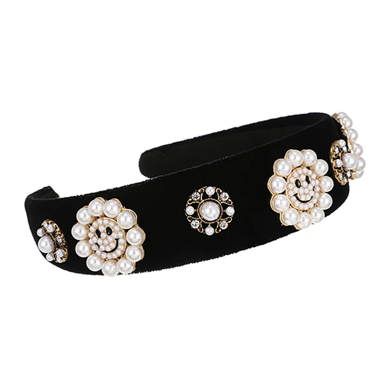 large hair clip ZHINI New Fashion Big Imitation Pearls Headbands for Women Enthic Gothic Color Crystal Hair band Eye Hair Accessories Jewelry hair bows for women