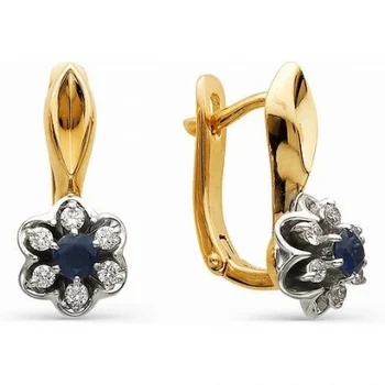 

Alcor earrings flowers with sapphires and diamonds in red gold