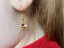 Abalorio de esmalte de abeja para fabricación y fabricación de joyas, pendiente, colgante, abalorios para pulsera o collar, 12x15mm, 10 Uds.