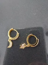 ROXI-Pendientes redondos de aro de lujo con forma de luna y estrella para mujer y niña, aretes de boda, Pendientes de cartílago de Plata de Ley 925, joyería