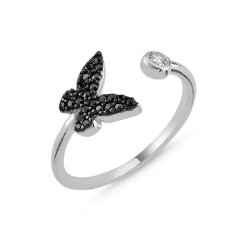 

KUTAYDAN Zircon Cubic Zirconia Butterfly Adjustable Ring 925 Sterling Silver
