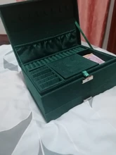 WE New-estuche de 3 capas con broche verde para mujer, organizador de joyería, anillo grande, collar, soporte de maquillaje, caja de joyería de terciopelo con cerradura