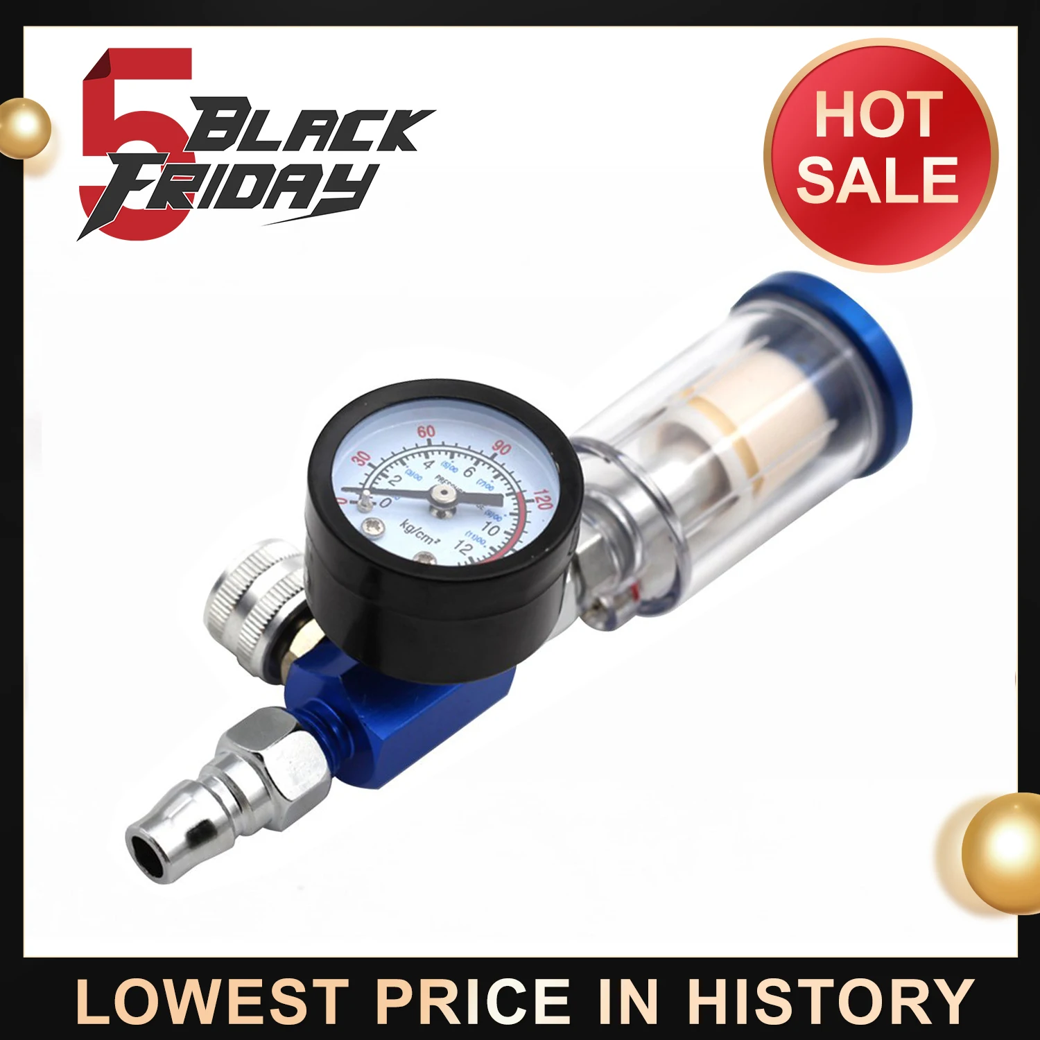 Spray Gun Air Regulator Gauge & In line Water Trap Filter Tool Spray