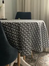 Round Tablecloth Cover Linen Christmas-Tree-Pattern Washable Nordic Cotton Stripe 
