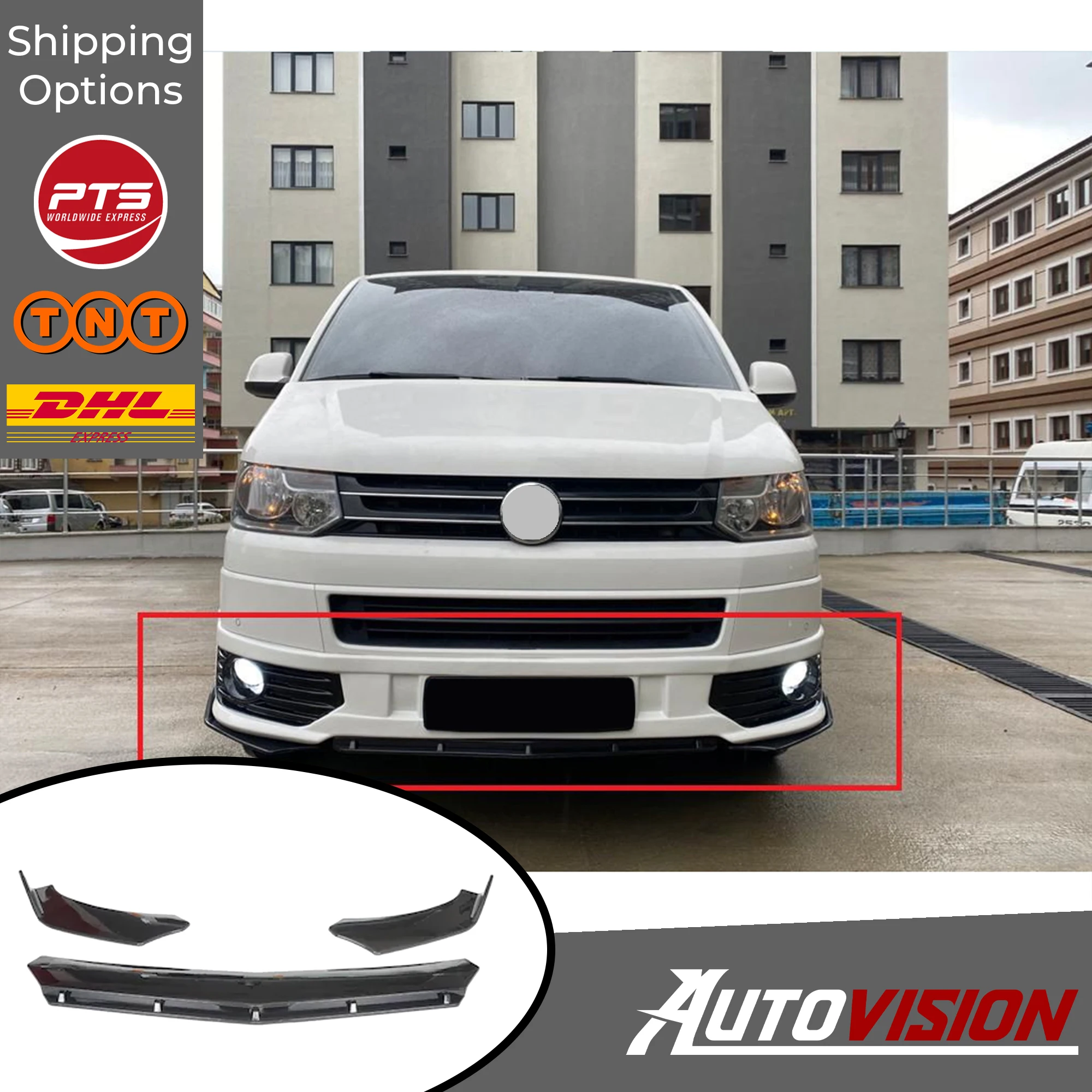Для Volkswagen VW Transporter T6 Автомобильный передний бампер губа 3 шт. глянцевый черный