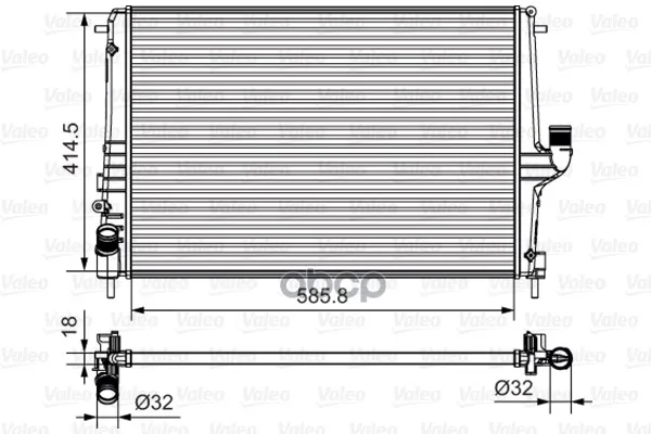 Радиатор Renault Logan/Sandero 08-/Duster 10- 1.6/1.5d / Lada Largus 1.6 12- At Valeo 735635 Valeo арт. 735635