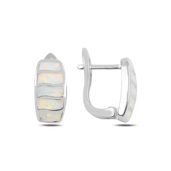 

Teleplus Opal Stone J Earrings 925 Sterling Silver