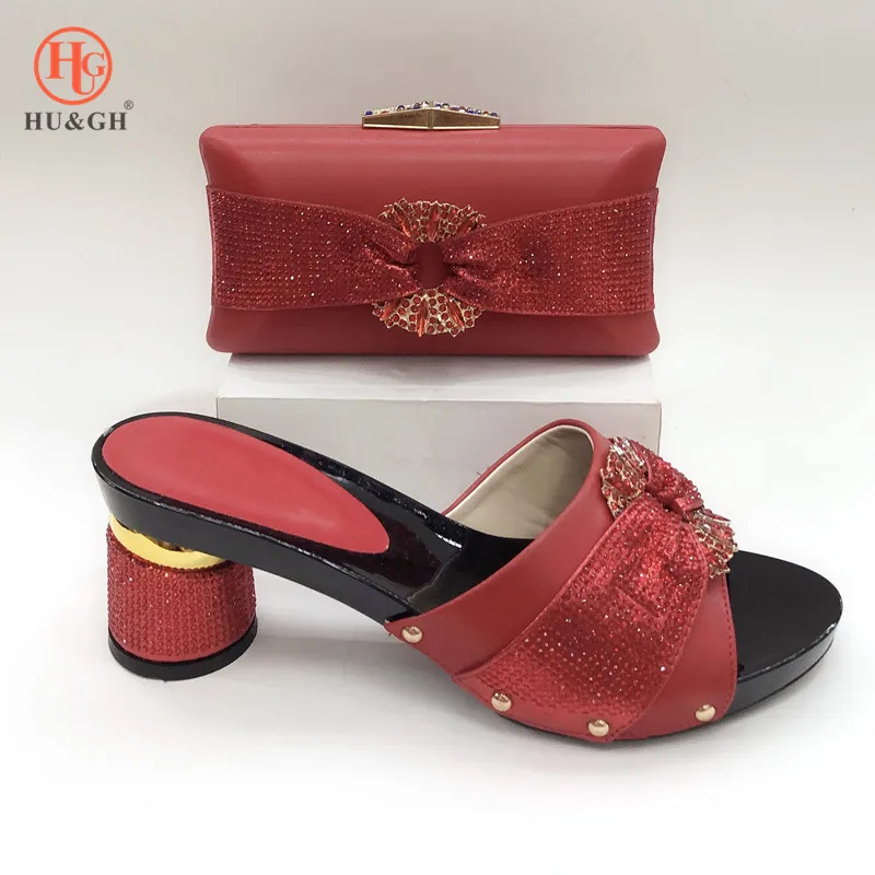 

Latest Red Color High Heel Shoes and Bag To Match Italian African Wedding Shoes and Bag Set Matching Italian Shoe and Bag Set