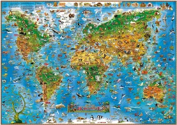 

Overview world map "for children. animals" on the rails