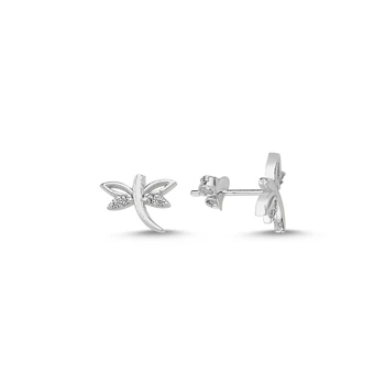 

KUTAYDAN Zircon Dragonfly Earrings 925 Sterling Silver