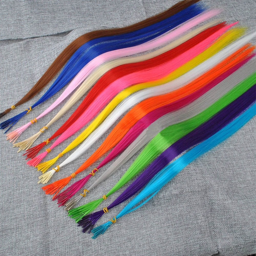 Synthetic Colored I-Tip Stick Hair Extensions 16 Inch 1-20 Strands/Pack For Women High Temperature Fiber Hairpieces Accessories