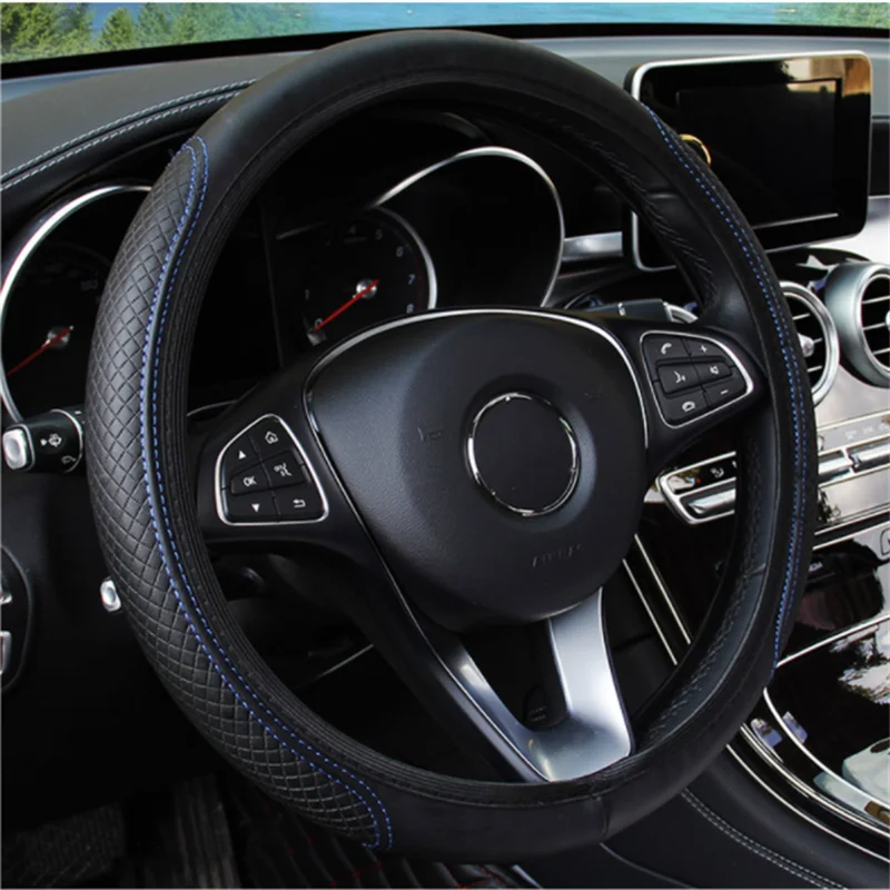 Car Steering Wheel Cover Braid Cover Cubre Volante Genuine Leather Breathable Anti Slip Auto Interior Decoration Accessories
