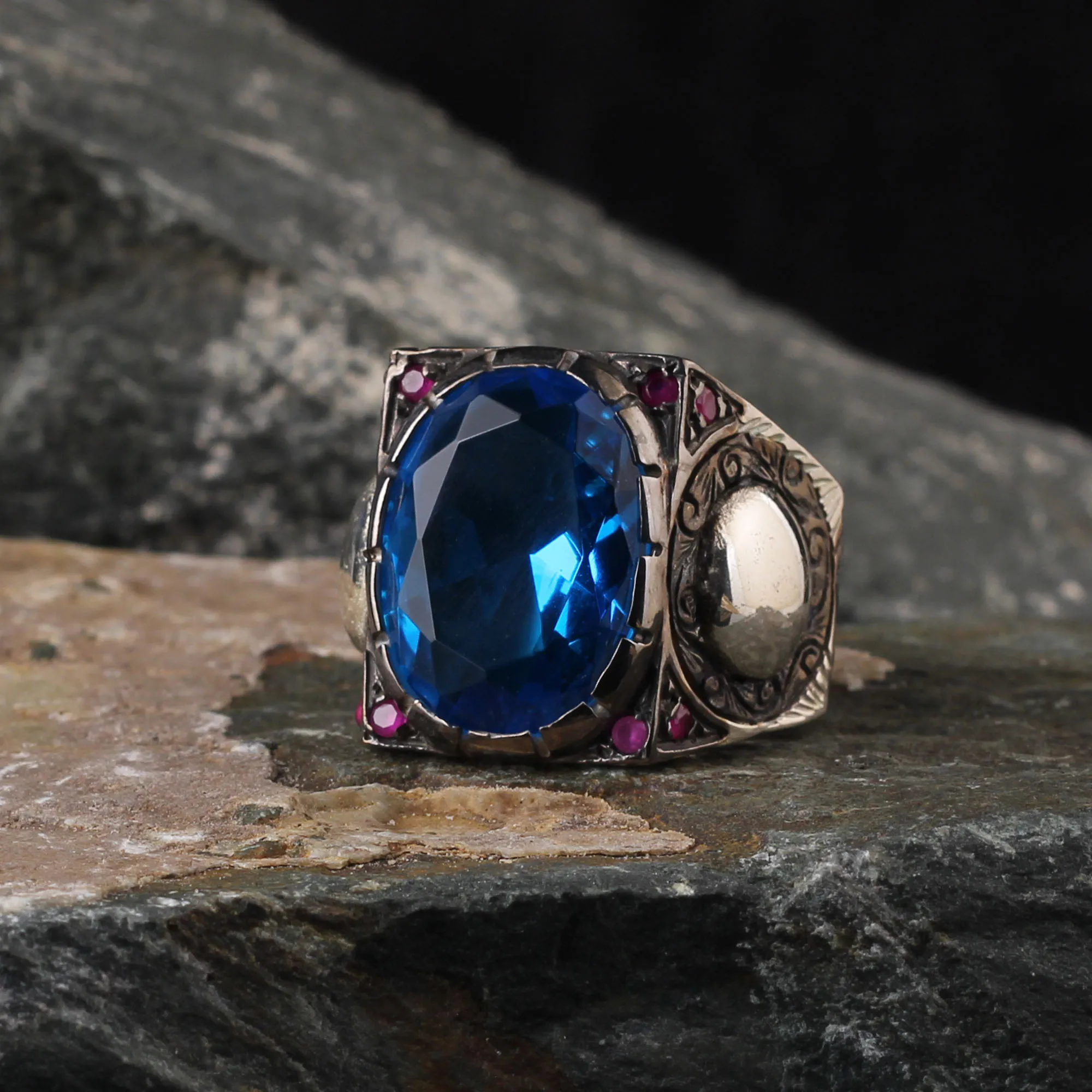 Blue Zircon Stone 925 Sterling Silver Ring All Size Form Men Women High Quality Fine Jewelry