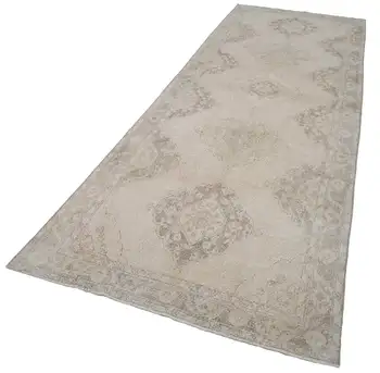 

135x386 Cm Beige Handmade English Vintage Runner Rug-4x13 Ft