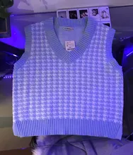 De moda Jersey chaleco sin mangas de las mujeres jersey de cuello en v suéter de punto de invierno coreano lindo suéter 2020