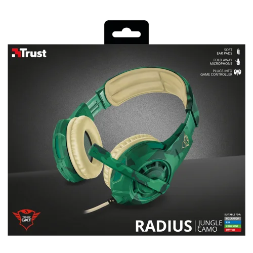 Игровая стереогарнитура 22207 Trust GXT 310C RADIUS 2м зелёный камуфляж