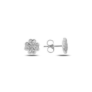 

KUTAYDAN Zircon Cubic Zirconia Clover Earrings 925 Sterling Silver