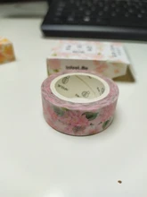 Cinta Washi Floral romántica de papel de 15mm * 7m, cintas de enmascarar de flores, adhesivos decorativos bricolaje, papelería, suministros escolares