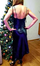 Asymmetrical Dress Satin-Straps Backless Julissa Mo Metallic Elegant Female Women Summer