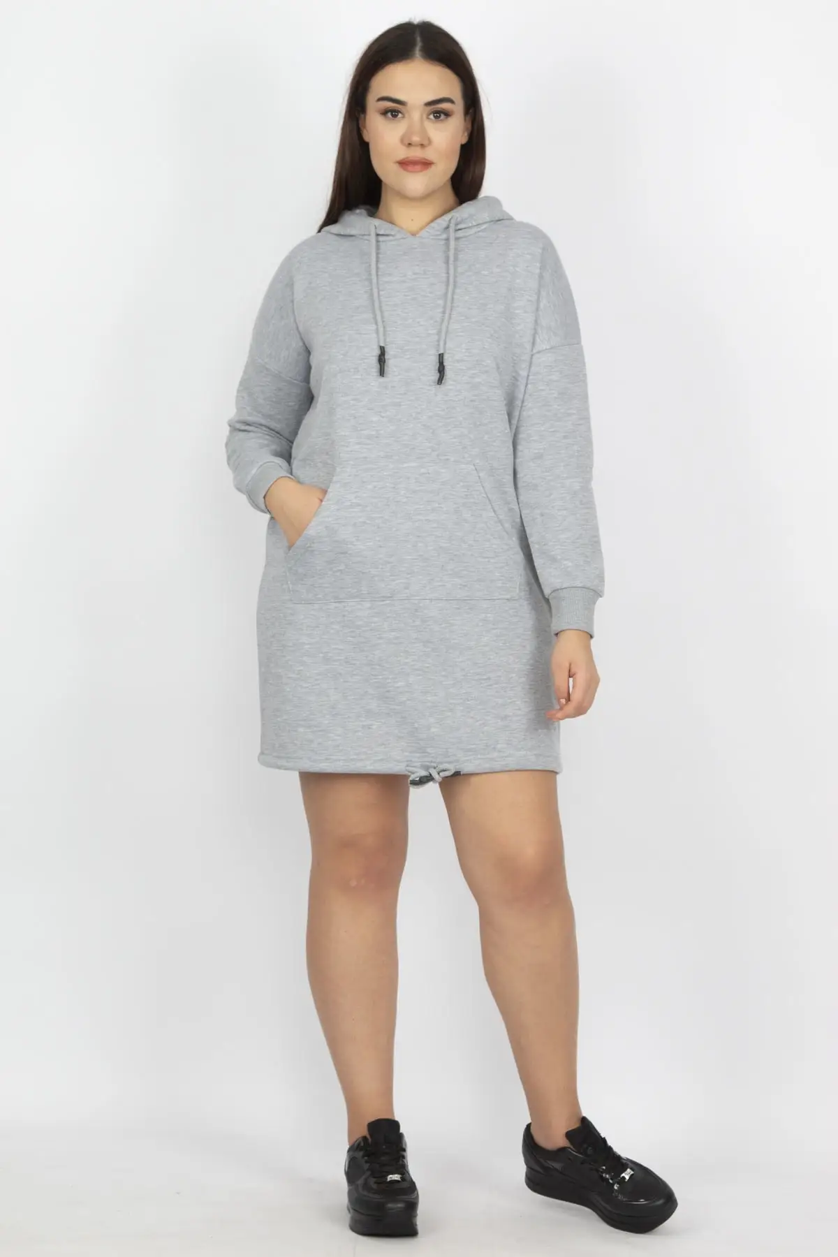 Sans Textile женский серый свитер с капюшоном и карманом 65N14004