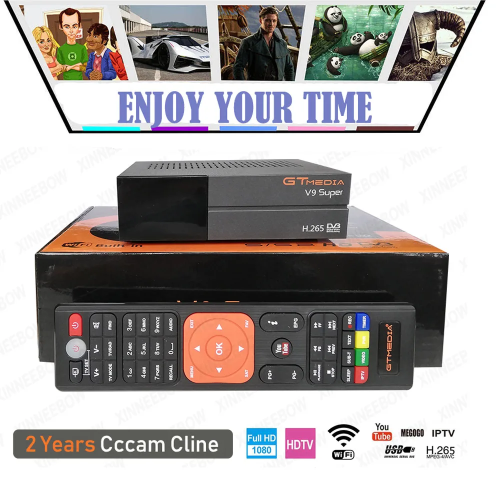 Супер Спутниковый ресивер Gtmedia V9 с 2 летним Европейским Cline Freesat V9, встроенный wifi, такой же, как Gtmedia V8 Nova - Цвет: V9 Super