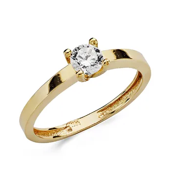 

Solitaire 18k gold cubic zirconia 4.5mm. [AA0473]
