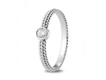 

Threefold ring braid white gold with chaton AAA cubic zirconia
