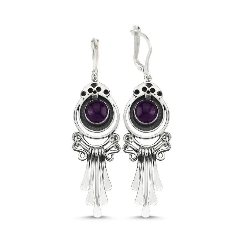 

Armagano Amethyst Cubic Zirconia Dangle Hand Handwork Earrings