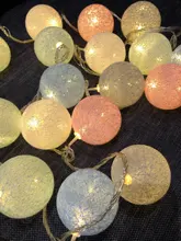 Garland-Lights String Fairy-Lights-Decoration Cotton-Ball Xmas Wedding-Party Holiday