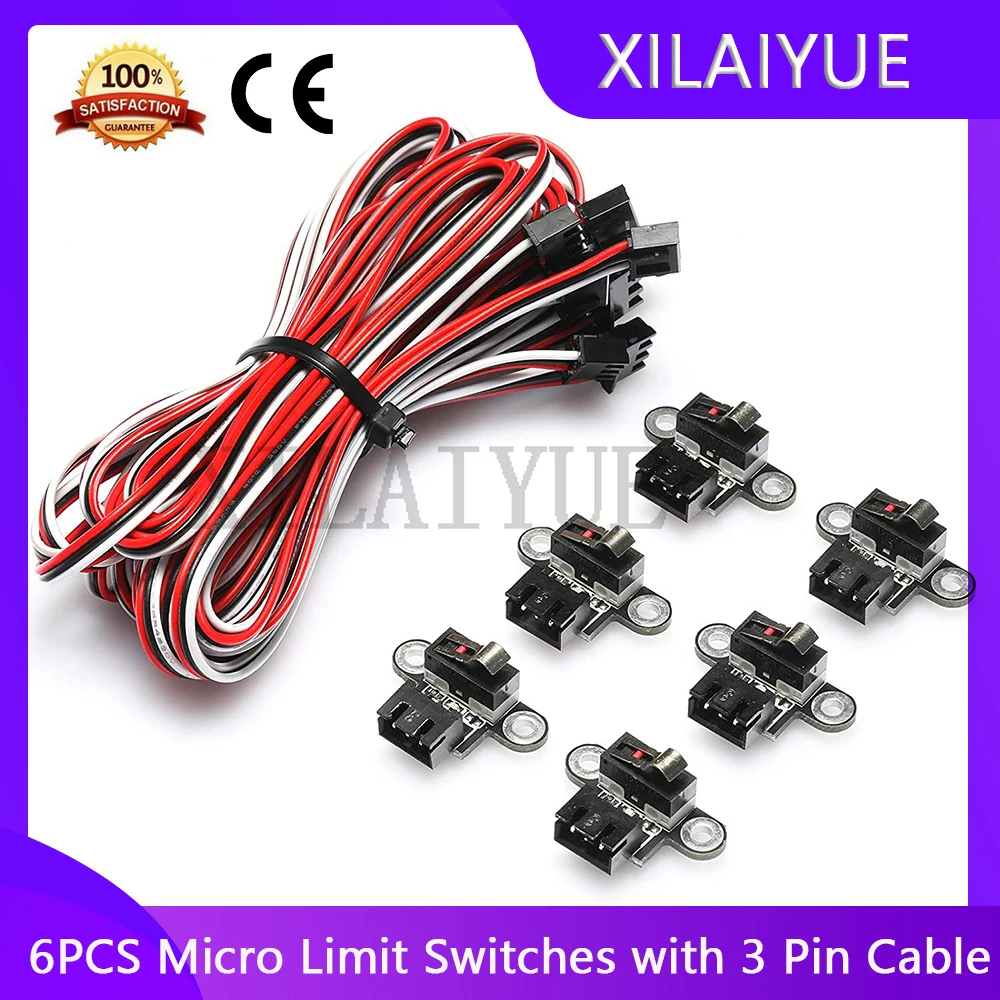 6PCS Micro Limit Switches with 1M 3 Pin Cable for 3018-PROVer/3018-MX3/3018-PROVer Mach3 micro limit switches