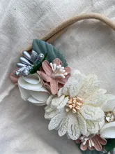 Diademas de flores para bebé, cintas elásticas de nailon hechas a mano con flores para niña recién nacida, 3 estilos