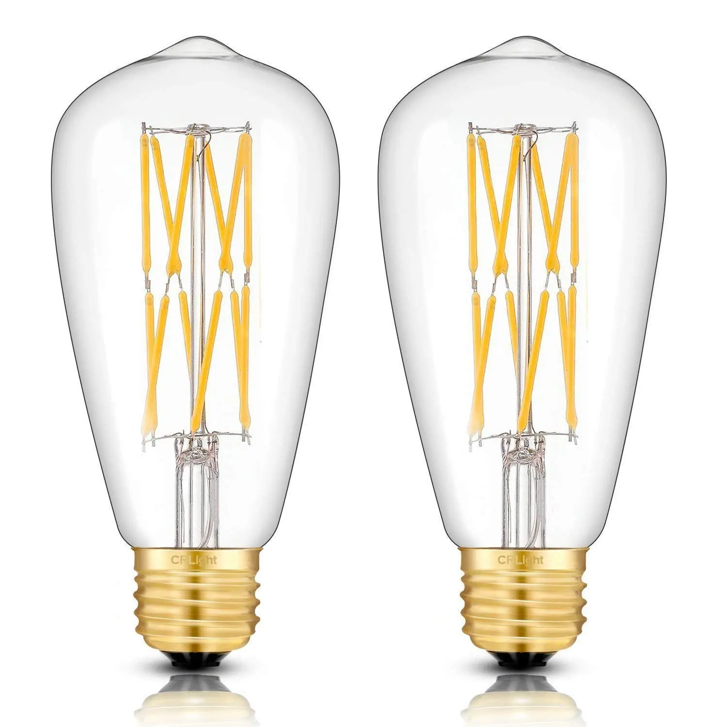 Эквивалент накаливания E26 средняя база, античный ST64 светодиодный двухслойный спиральная нить лампы, плавное регулирование освещения