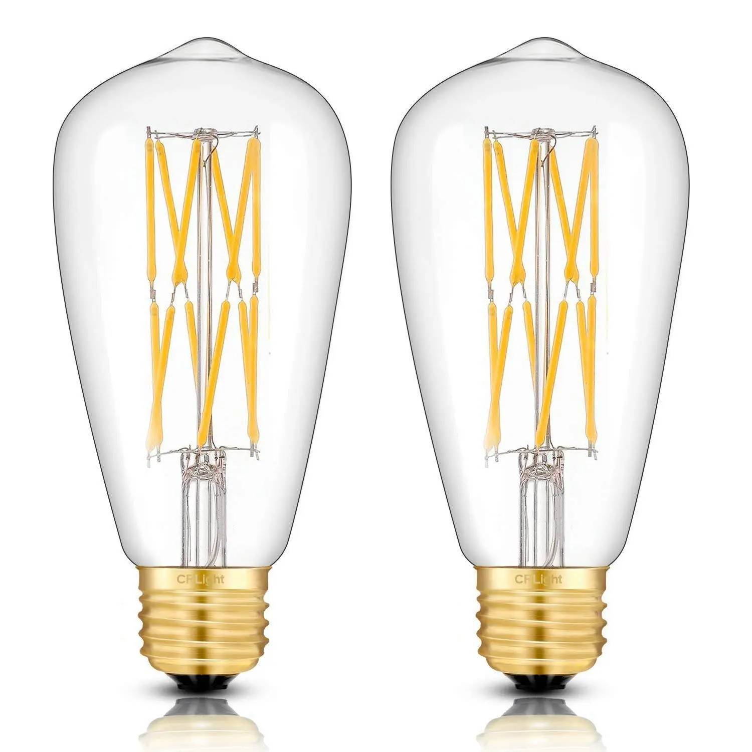 

Incandescent Equivalent E26 Medium Base, Antique ST64 LED Double-layer Spiral Filament Bulbs, Smooth Dimming Version, 2 Pack