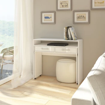 

Selsey COCOS - Modern Desk / Functional Home Office Desk / Compact Study Desk / White with Gloss Fronts
