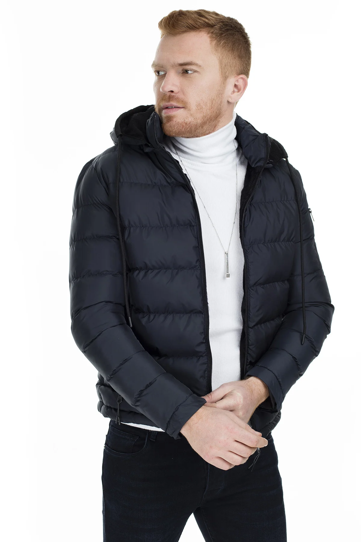 Тёмно-синий Пике Slim Fit с капюшоном пальто мужские пальто 497IVAN - Цвет: Тёмно-синий
