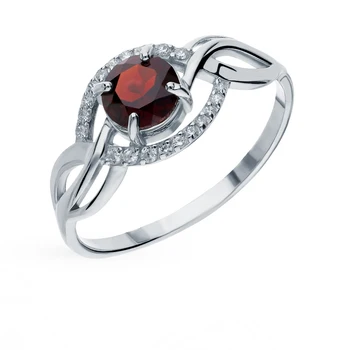 

Silver ring with cubic zirconia and Garnet sunlight sample 925 test