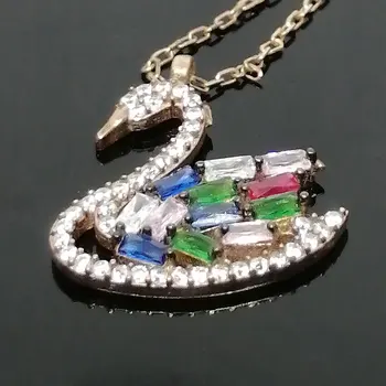 

925 Sterling Silver Necklace For Women | Woman Pendant Swan | Zircon Stone | Real Pure Silver | Handmade Gifts For Women