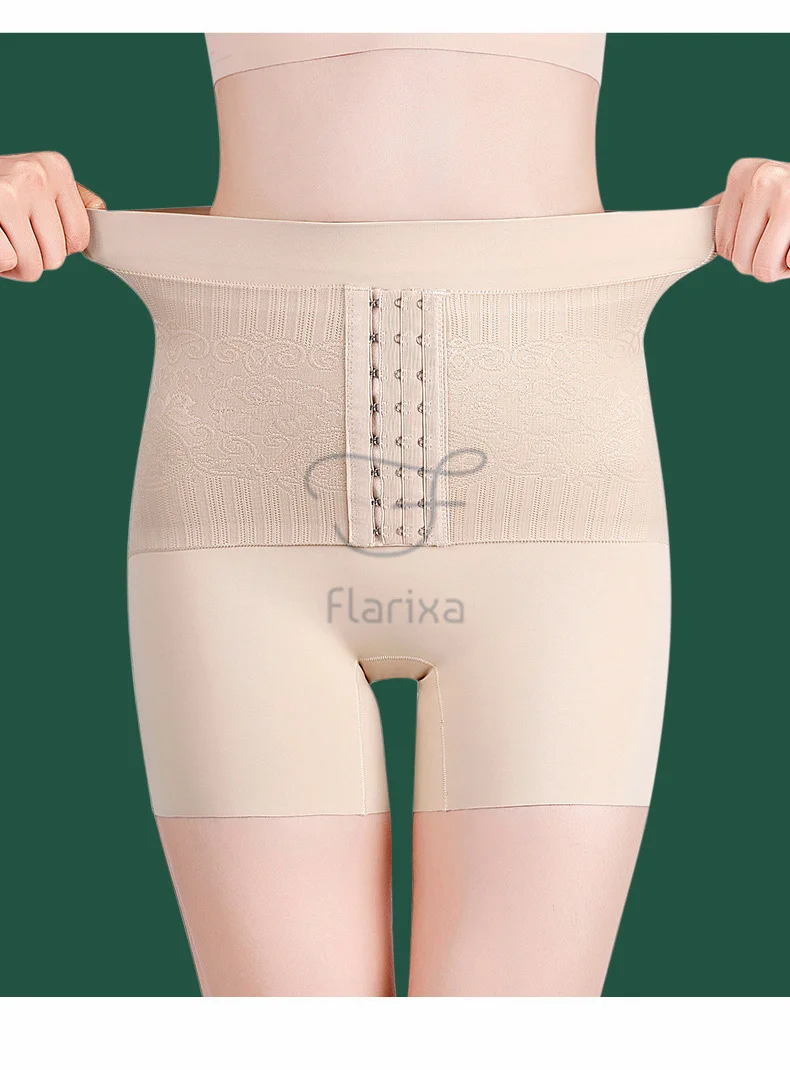 Flarixa 3 in 1 Waist Trainer High Waist Seamless Women's Panties Boxer Flat Belly Slimming Underwear Body Shaping Safety Shorts skims shapewear