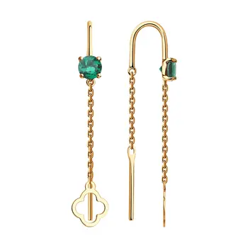 

Sokolov gold drop earrings,with stones, fashion jewelry, 585, women's male, long earrings