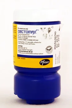 

Dectomax 20 ml (Doramectin) Zeotis Pfizer Anti Parasite Endo-Ecto Parasite Health for Cattle, Pig, dogs cats animals